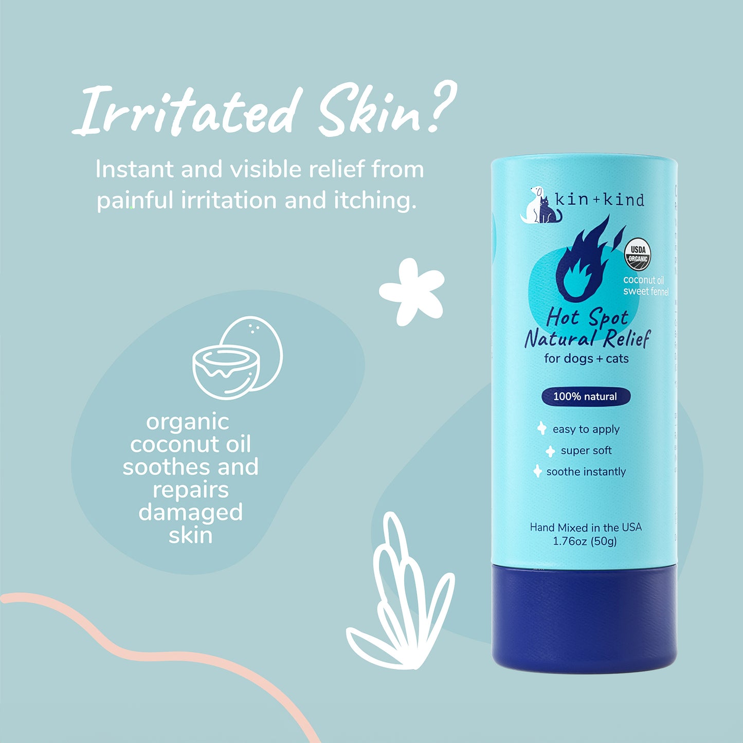 kin+kind Organic Hot Spot Relief Stick for Dogs 2.3oz