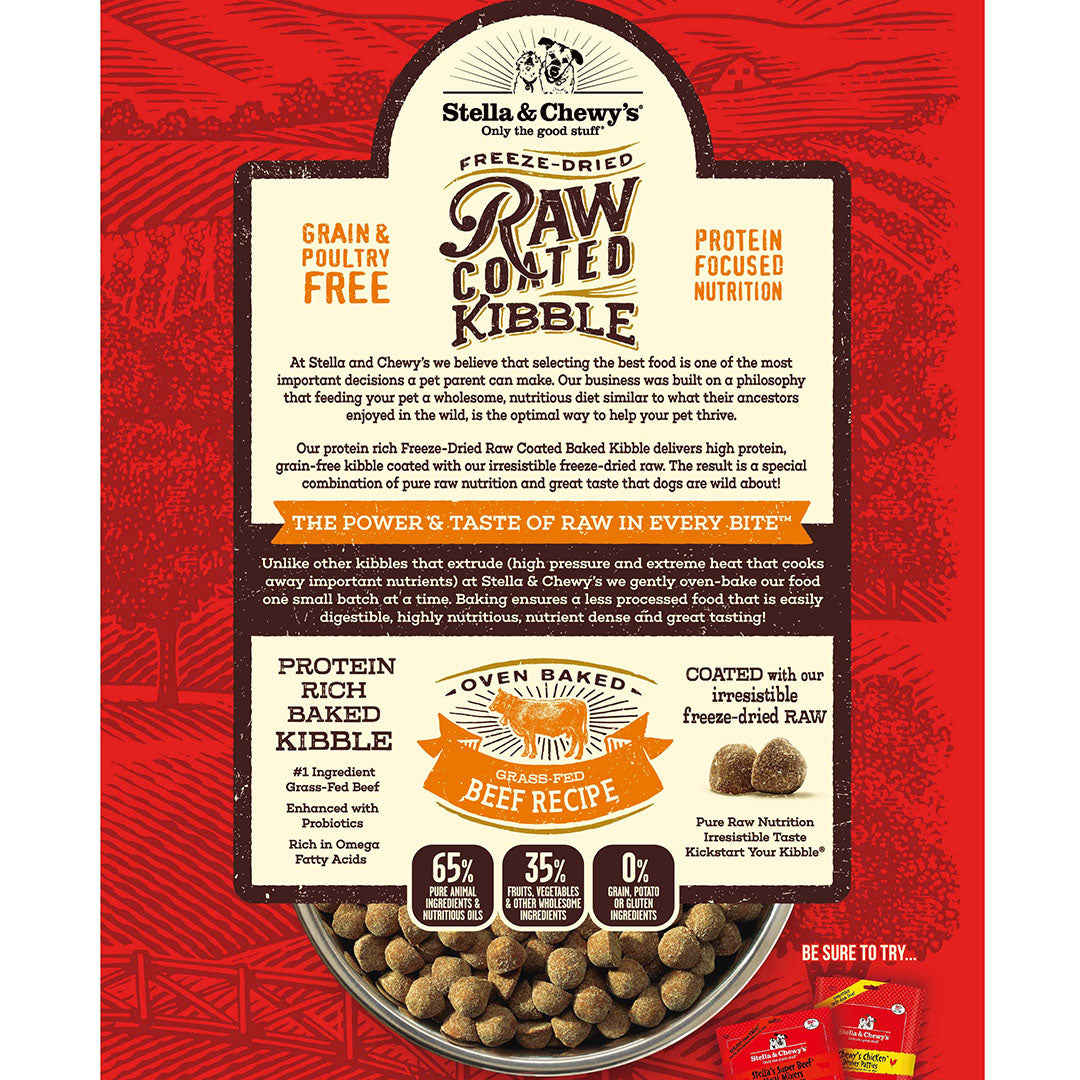 Stella & Chewy’s Grass Fed Beef Raw Coated Kibble for Dogs 22LB