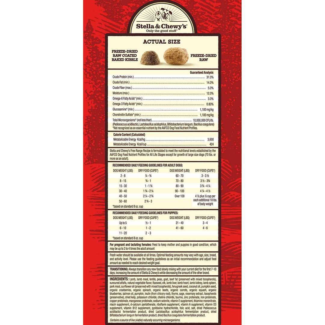 Stella & Chewy’s Free Range Raw Blend Kibble for Dogs 22LB