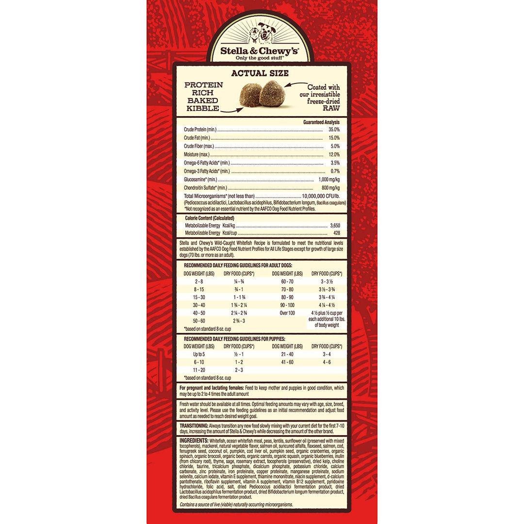 Stella & Chewy’s Wild Caught Whitefish Raw Coated Kibble for Dogs 22LB