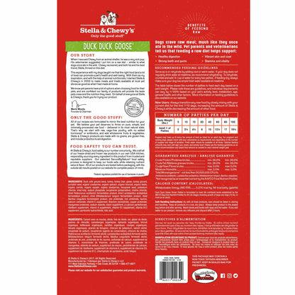 Stella and Chewy’s Duck Duck Goose Dinner Patties Freeze Dried Raw Dog Food 25oz