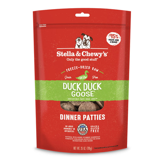 Stella and Chewy’s Duck Duck Goose Dinner Patties Freeze Dried Raw Dog Food 14oz