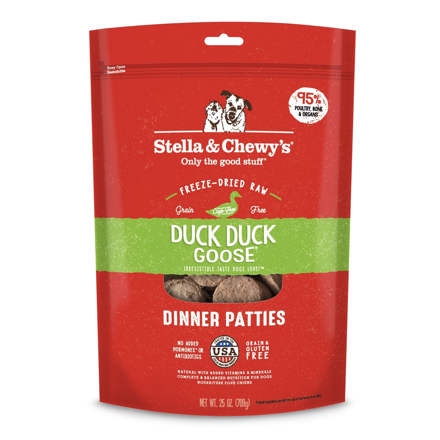 Stella and Chewy’s Duck Duck Goose Dinner Patties Freeze Dried Raw Dog Food 25oz