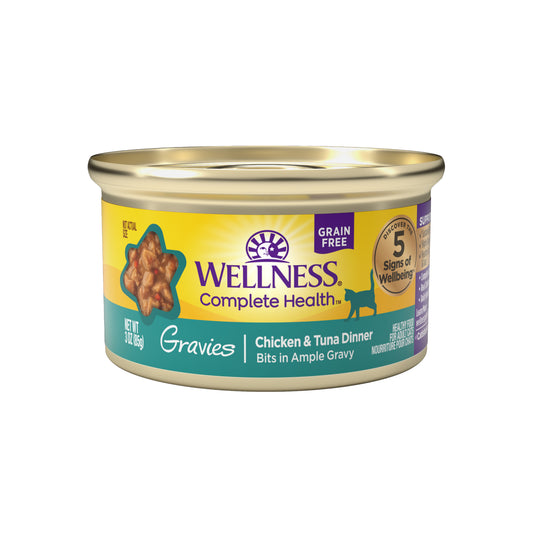 Wellness Complete Health Gravies Chicken & Tuna Dinner Grain Free Canned Cat Food 3oz