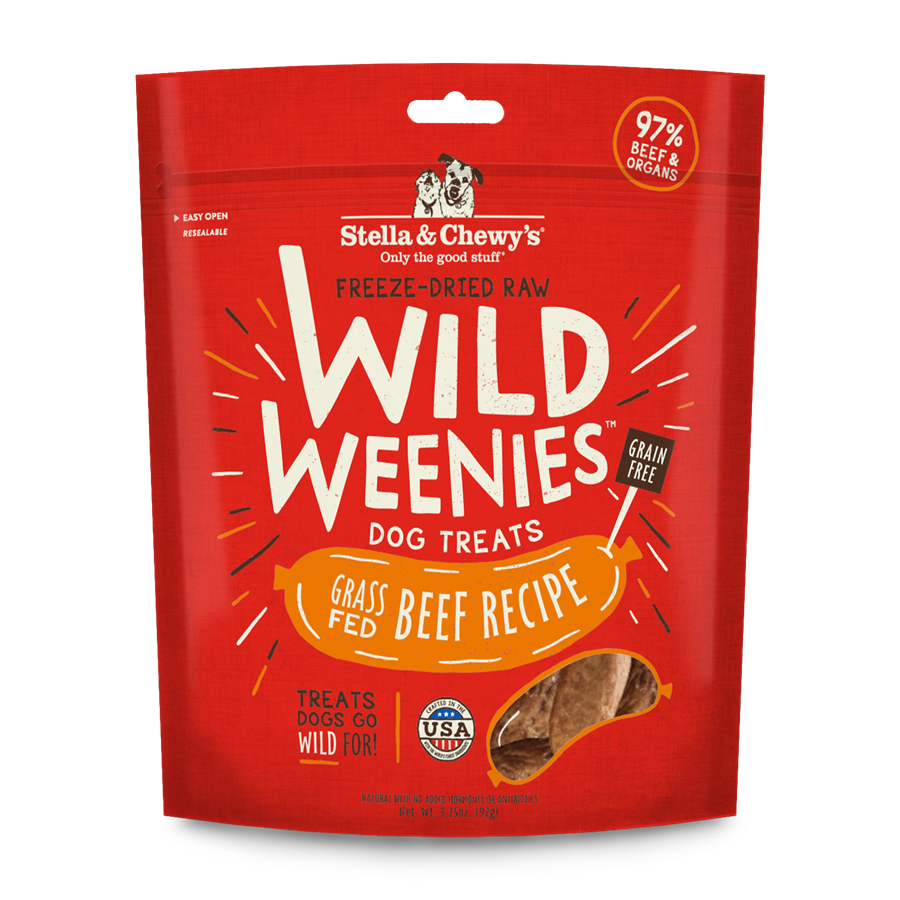Stella & Chewy’s Grass Fed Beef Wild Weenies Freeze Dried Treats for Dogs 3.25oz