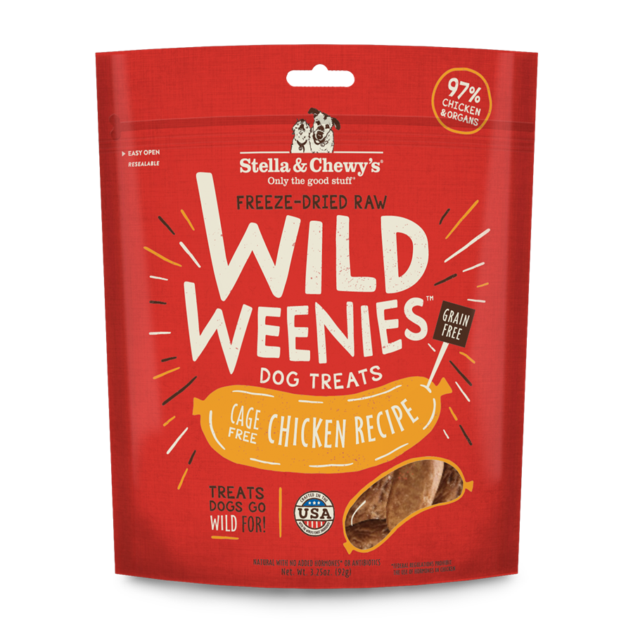 Stella & Chewy’s Cage Free Chicken Wild Weenies Freeze Dried Treats for Dogs 3.25oz