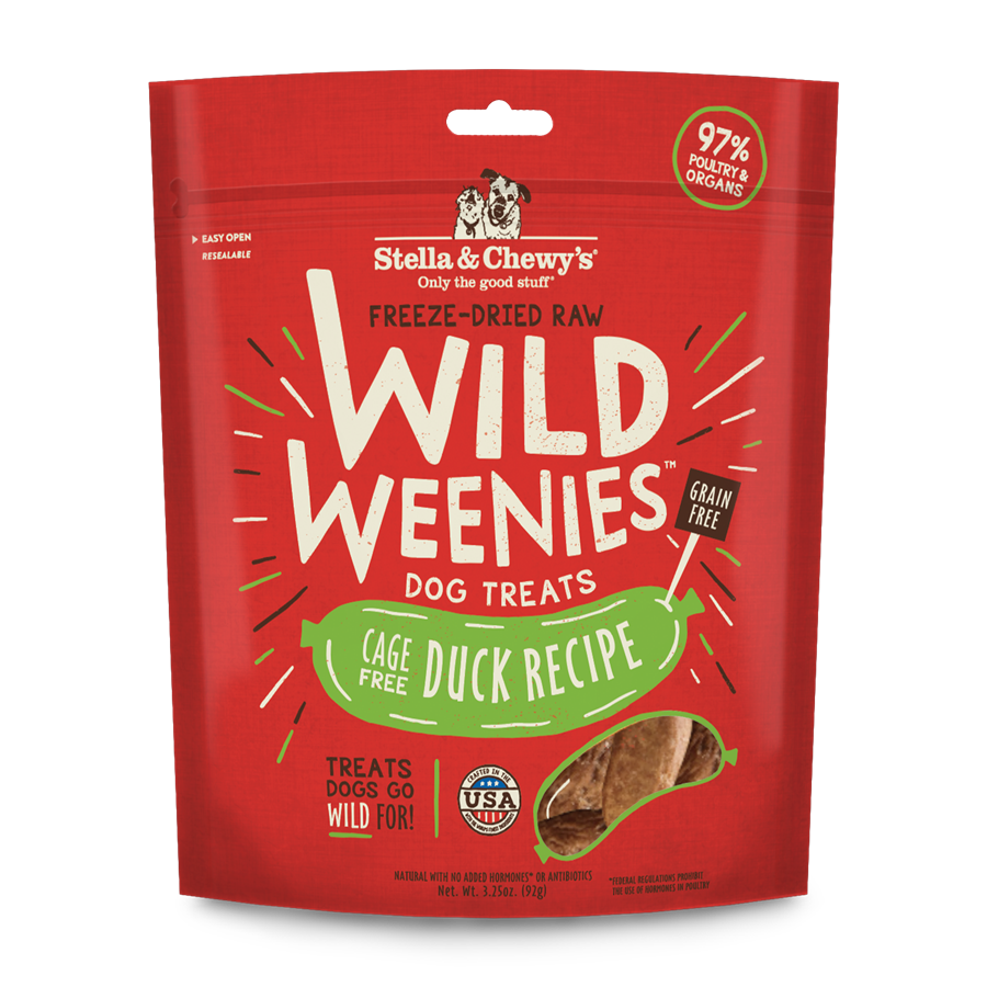 Stella & Chewy’s Cage Free Duck Wild Weenies Freeze Dried Treats for Dogs 3.25oz