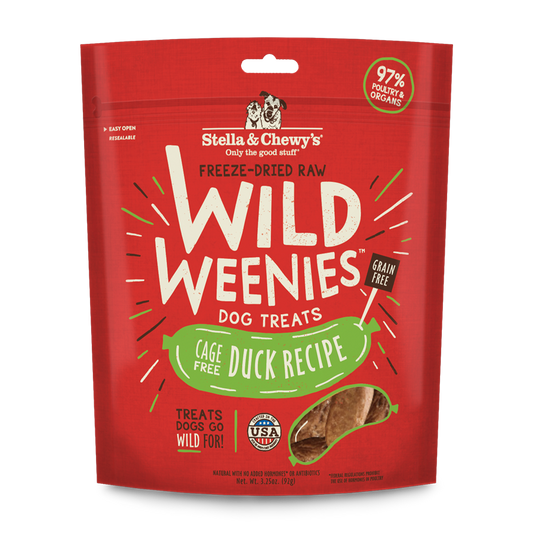 Stella & Chewy’s Cage Free Duck Wild Weenies Freeze Dried Treats for Dogs 3.25oz