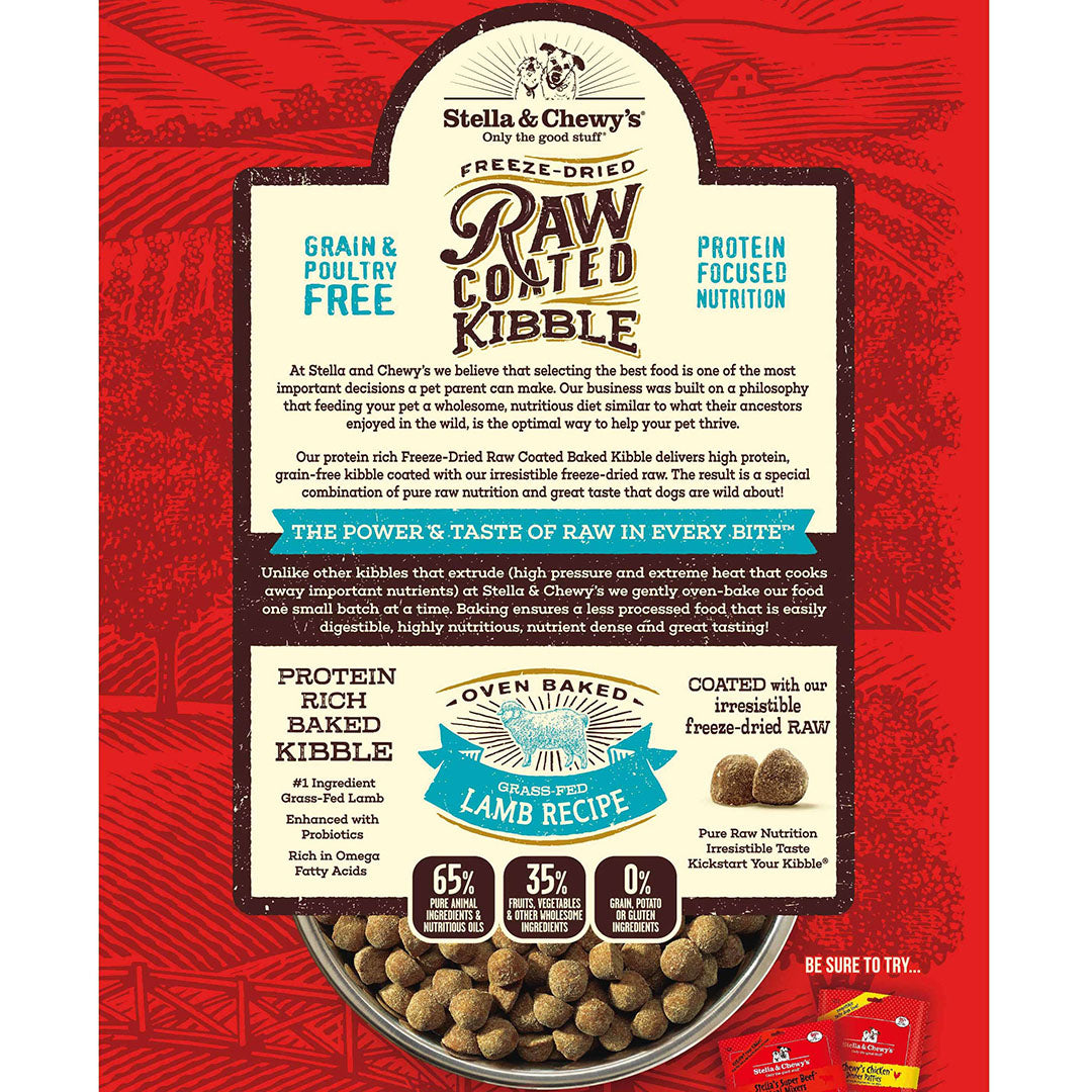 Stella & Chewy’s Grass Fed Lamb Raw Coated Kibble for Dogs 3.5LB