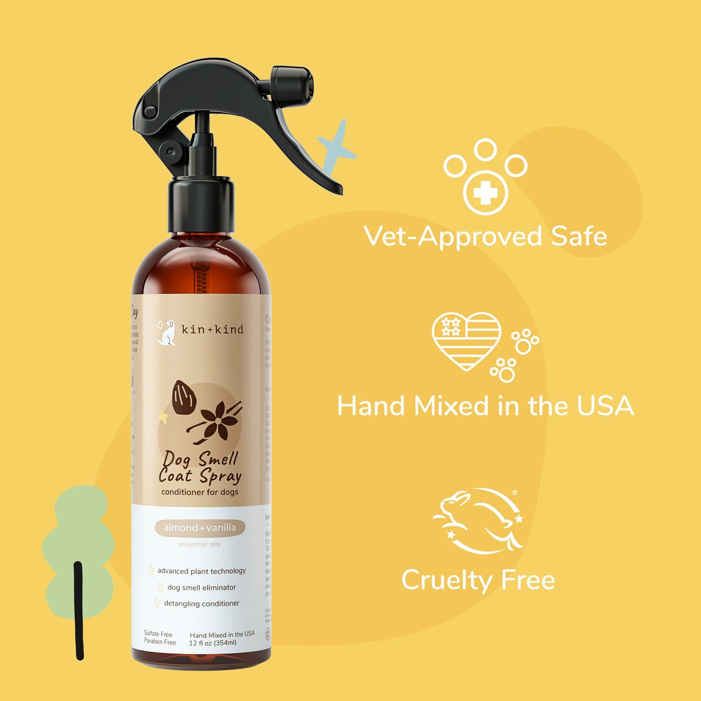 kin+kind Dog Smell Coat Spray Almond and Vanilla 12oz