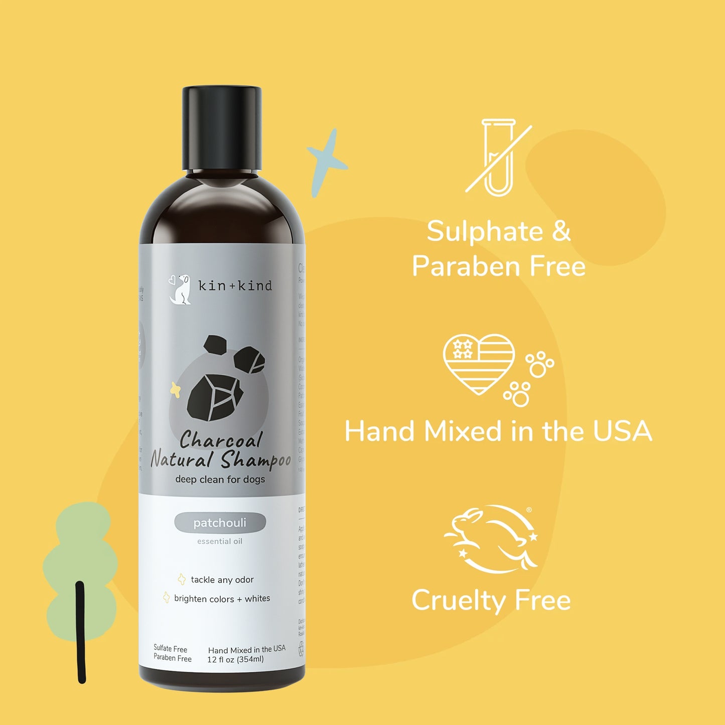 kin+kind Charcoal Shampoo Patchouli 12oz