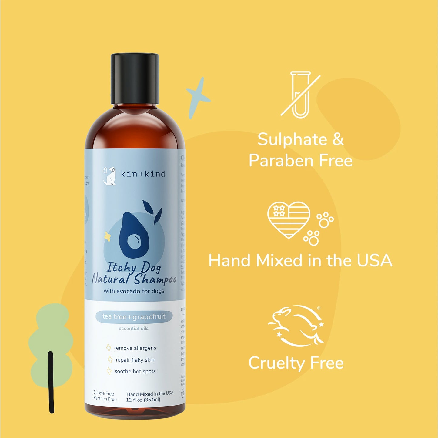 kin+kind Itchy Dog Shampoo Tea Tree and Grapefruit 12oz