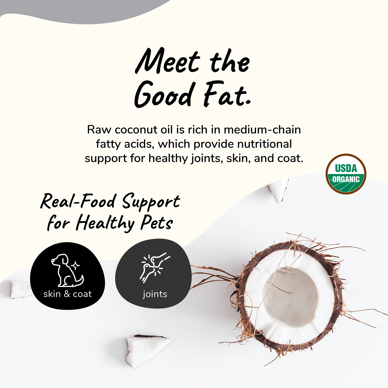 kin+kind Organic Raw Coconut Oil Supplement for Dogs and Cats