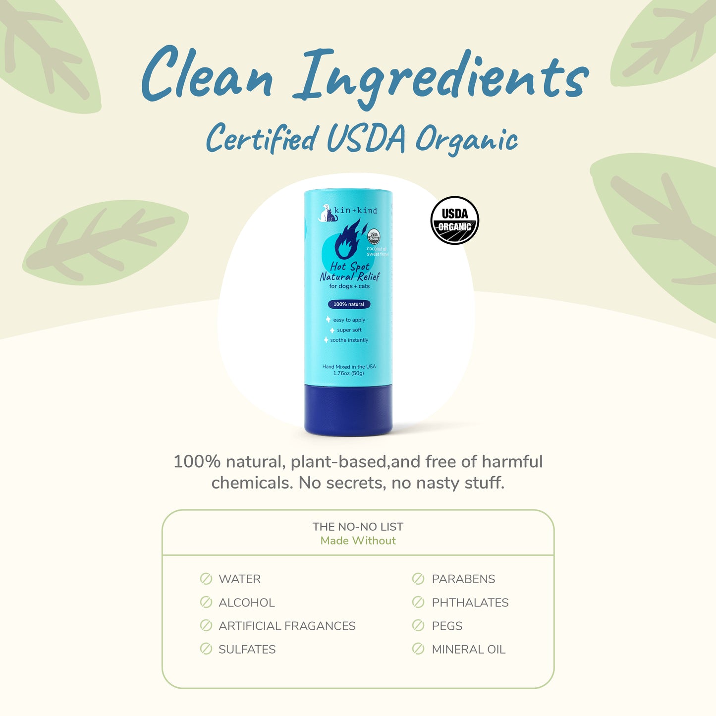 kin+kind Organic Hot Spot Relief Stick for Dogs 2.3oz