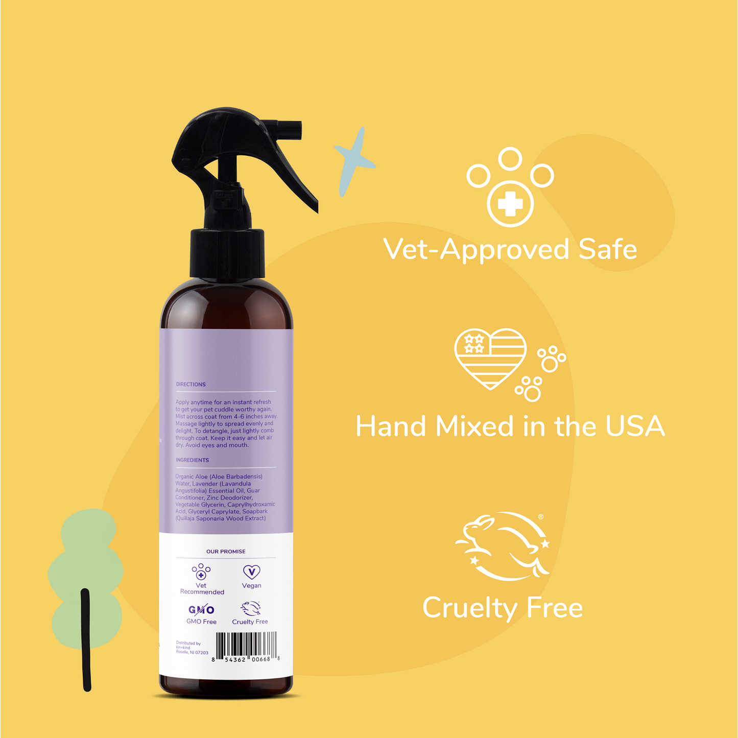 kin+kind Pet Smell Coat Spray Lavender 12oz