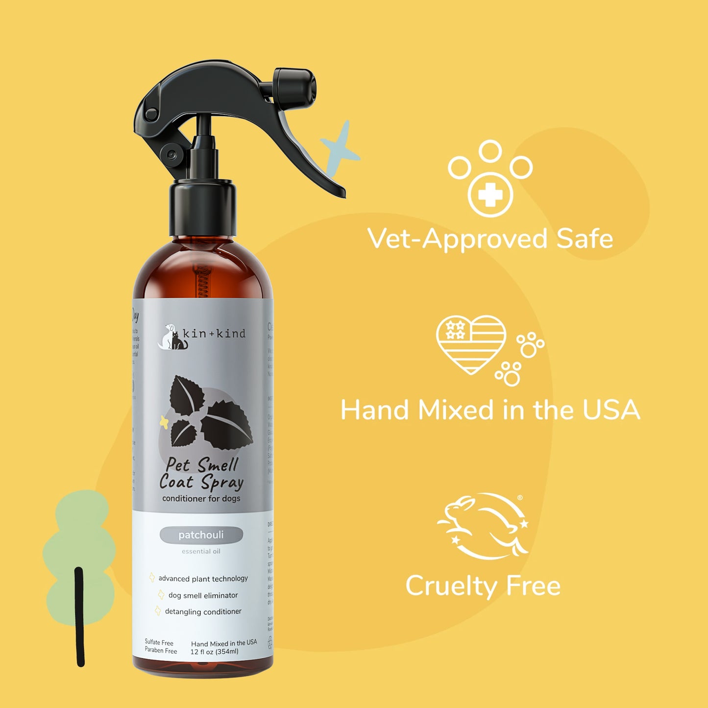 kin+kind Dog Smell Coat Spray Patchouli 12oz