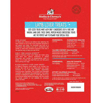 Stella & Chewy’s Single Ingredient Lamb Liver Freeze Dried Treats for Dogs 3.25oz