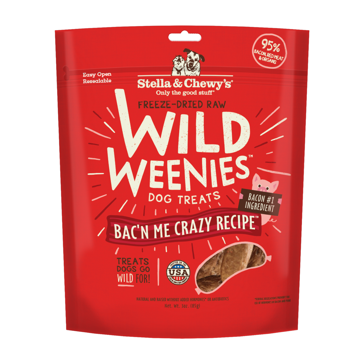 Stella & Chewy’s Wild Weenies Bac’n Me Crazy Freeze Dried Treats for Dogs 3oz