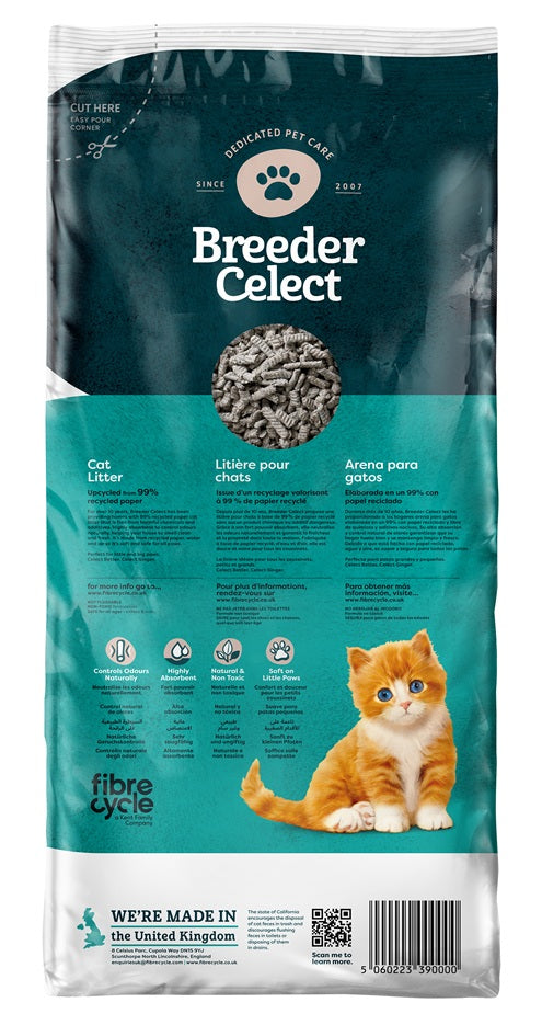 Breeder Celect Recycled Paper Cat Litter with Natural Odour Control