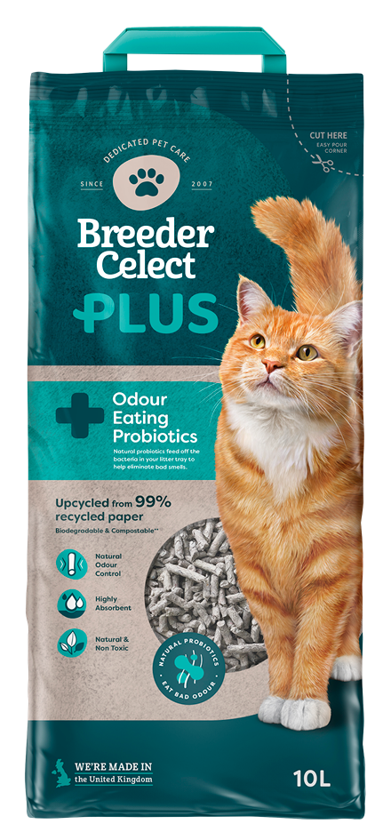 Breeder Celect Plus Probiotic Recycled Paper Cat Litter for Extra Odour Control