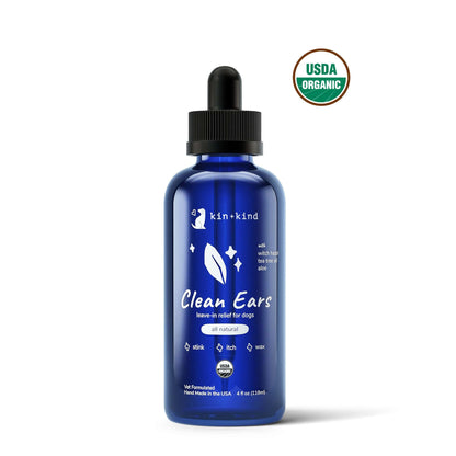 kin+kind Organic Clean Ears Ear Cleaner for Dogs Medium 4oz/12oz
