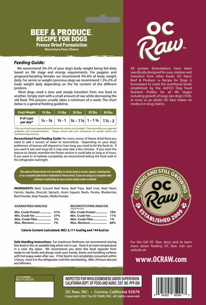 OC Raw Grain Free Freeze Dried Raw Dog Food Sliders 5.5oz Chicken Turkey Beef Duck