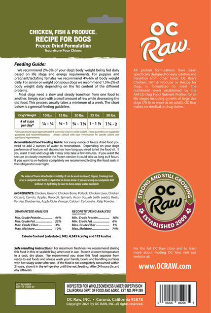 OC Raw Grain Free Freeze Dried Raw Dog Food Sliders 5.5oz Chicken Turkey Beef Duck