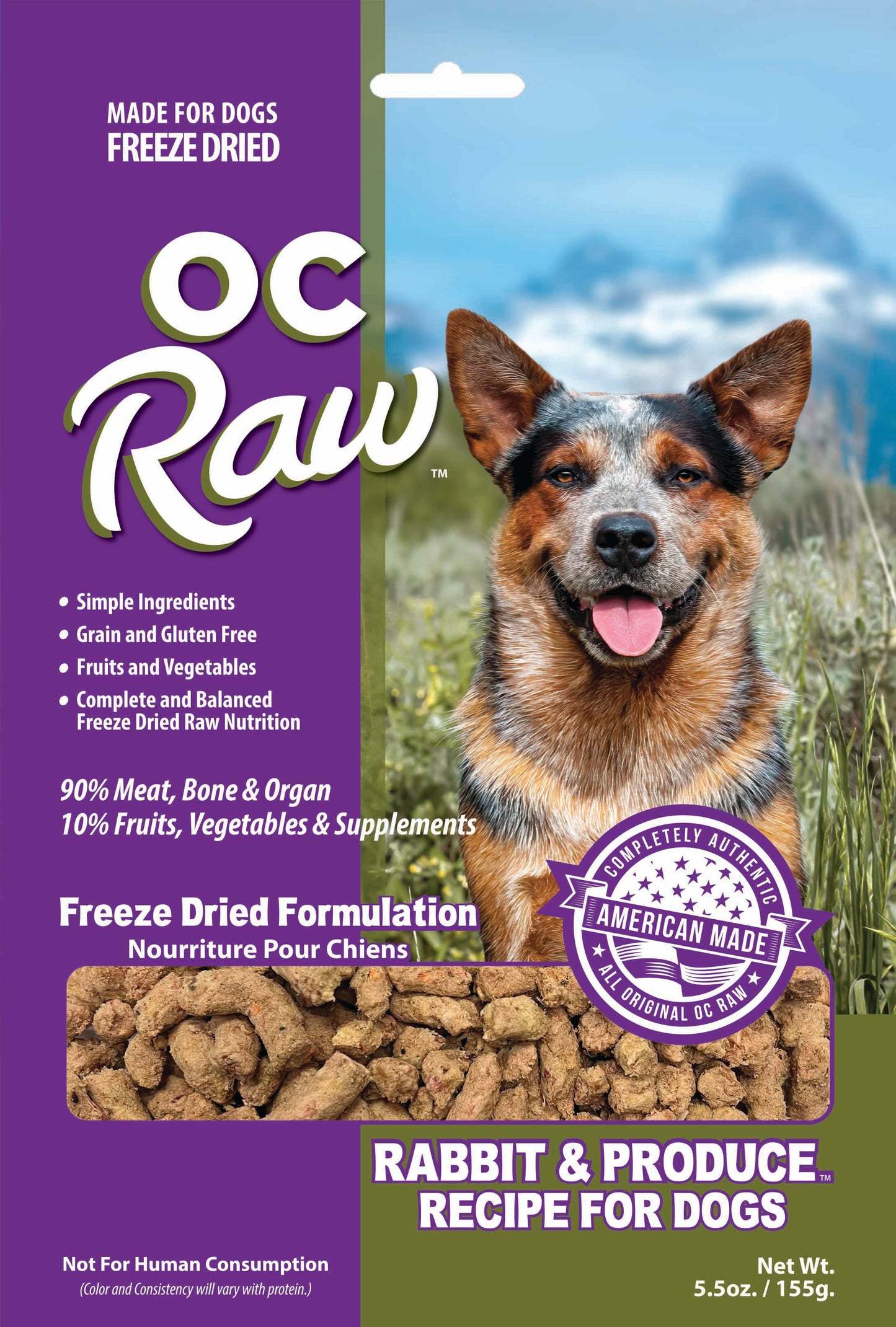 OC Raw Rabbit & Venison Grain Free Freeze Dried Raw Dog Food Sliders 5.5oz