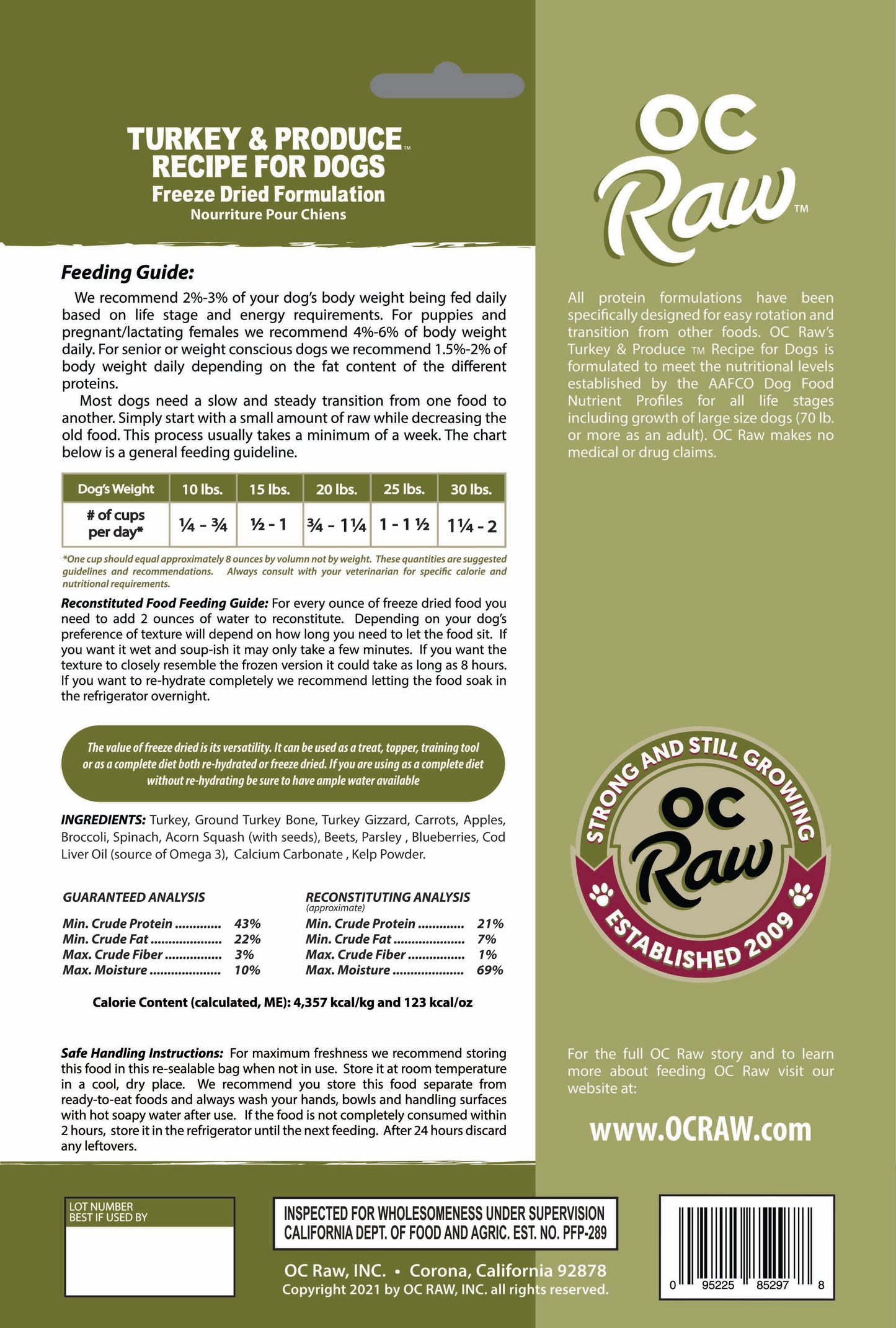 OC Raw Grain Free Freeze Dried Raw Dog Food Sliders 5.5oz Chicken Turkey Beef Duck