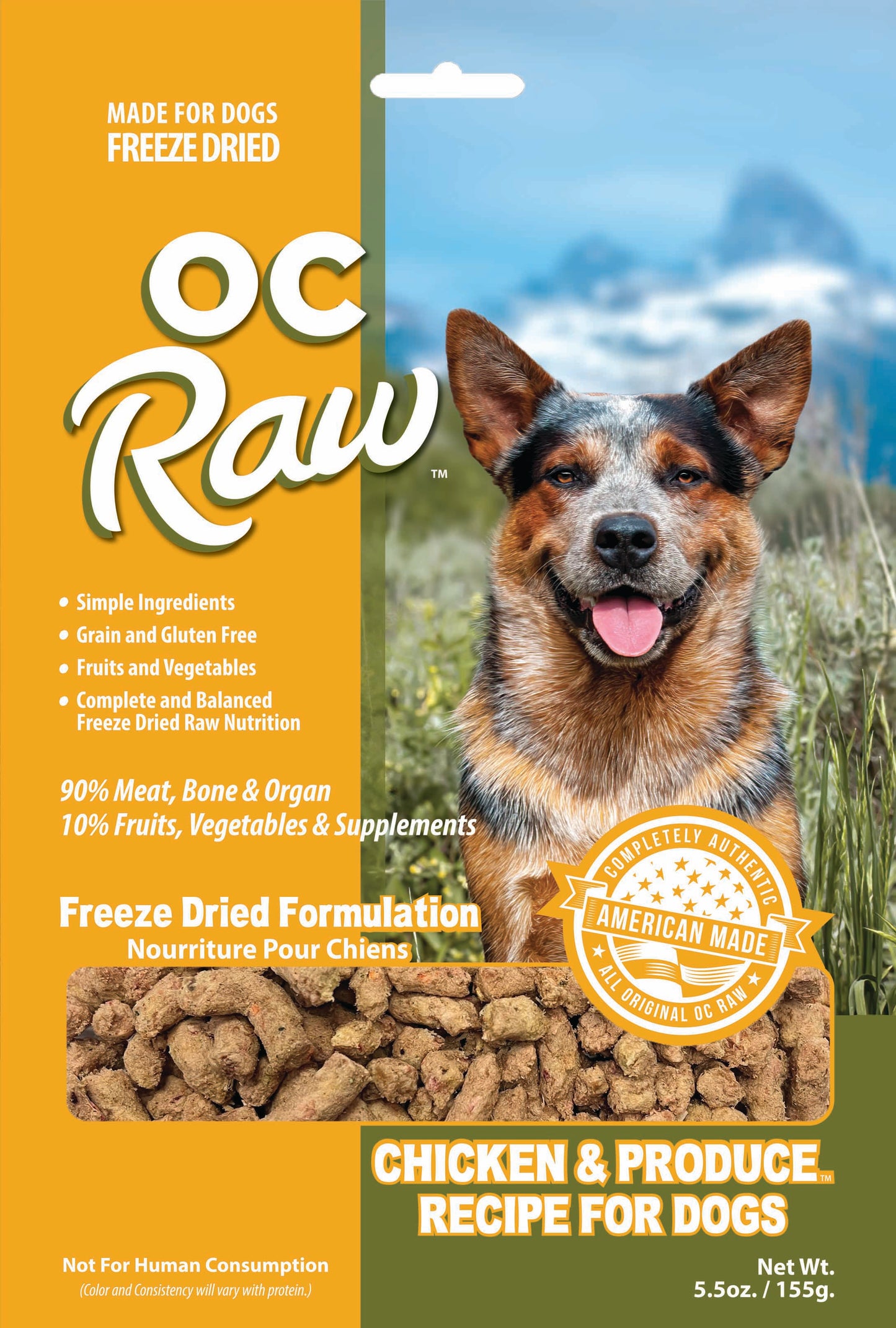 OC Raw Grain Free Freeze Dried Raw Dog Food Sliders 5.5oz Chicken Turkey Beef Duck