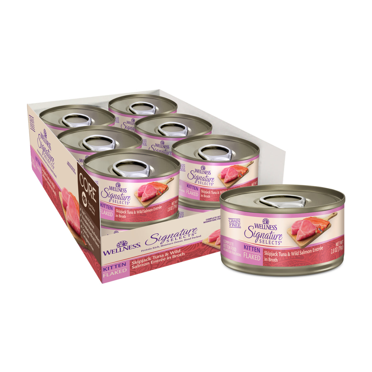 Wellness CORE Signature Selects Flaked Skipjack Tuna & Wild Salmon Kitten Grain Free Wet Cat Food 2.8oz