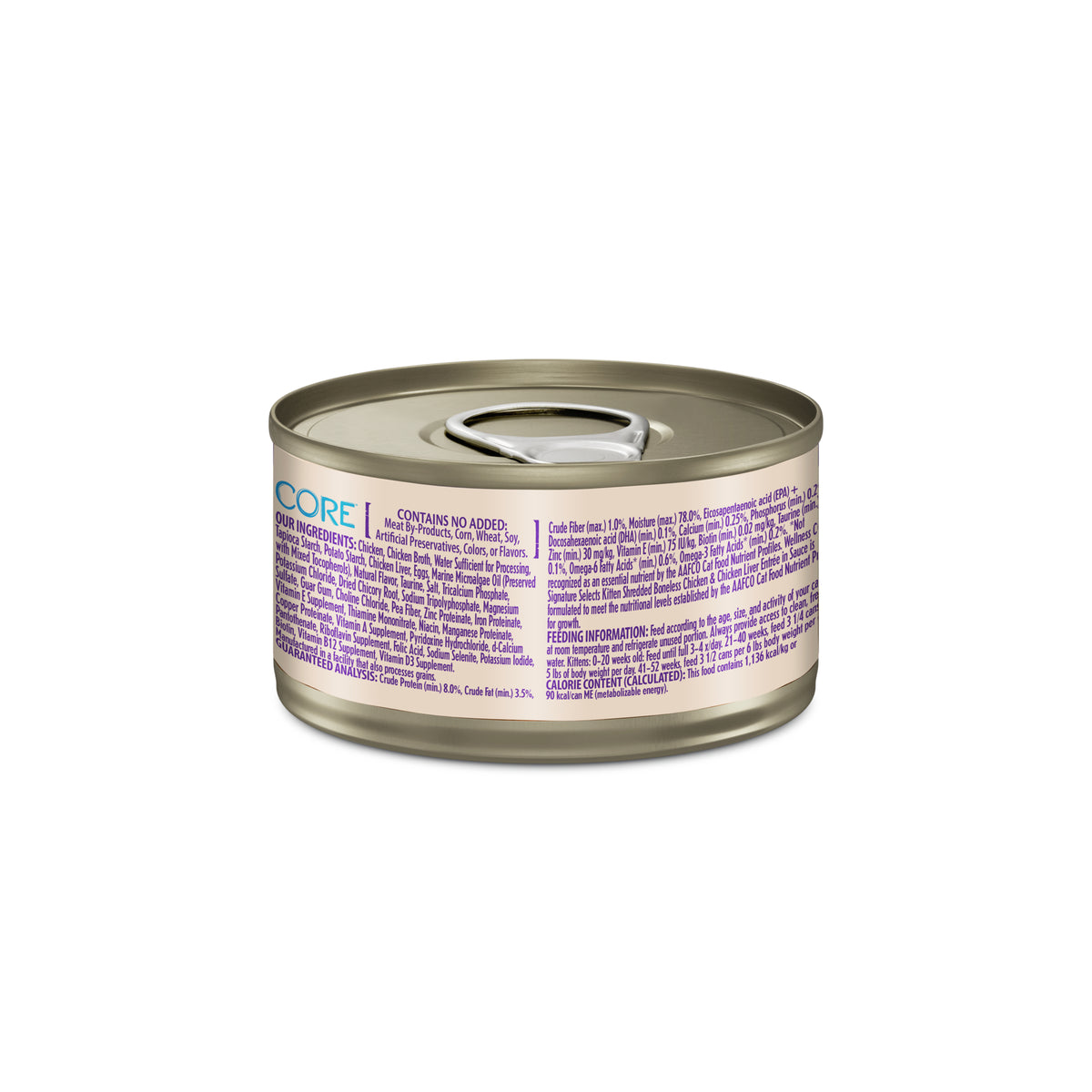 Wellness CORE Signature Selects Shredded Chicken & Chicken Liver Kitten Grain Free Wet Cat Food 2.8oz