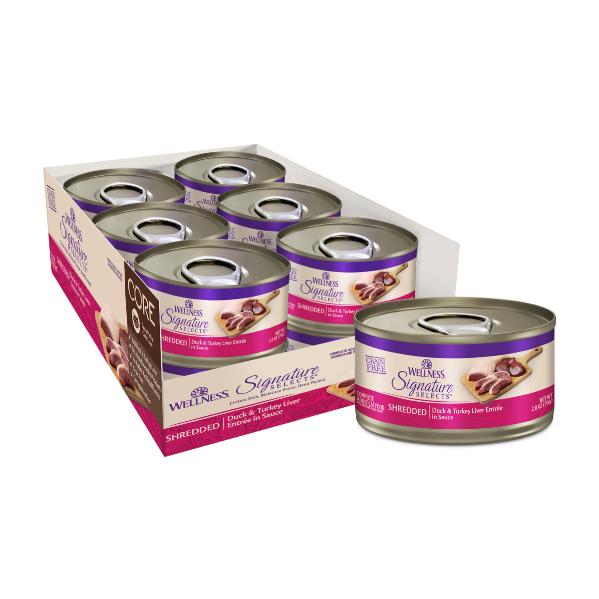 Wellness CORE Signature Selects Shredded Duck & Turkey Liver Grain Free Wet Cat Food 2.8oz