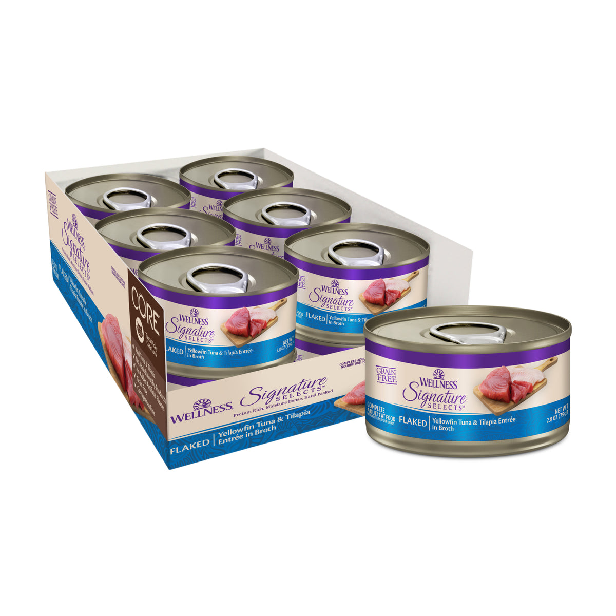 Wellness CORE Signature Selects Flaked Yellowfin Tuna & Tilapia Grain Free Wet Cat Food 2.8oz