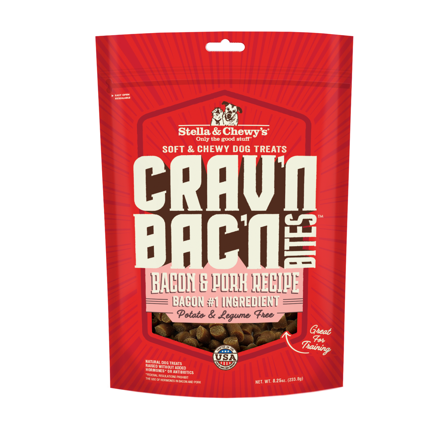 Stella & Chewy’s Crav’n Bac’n Bites Bacon & Pork Soft Chewy Treats for Dogs 8.25oz