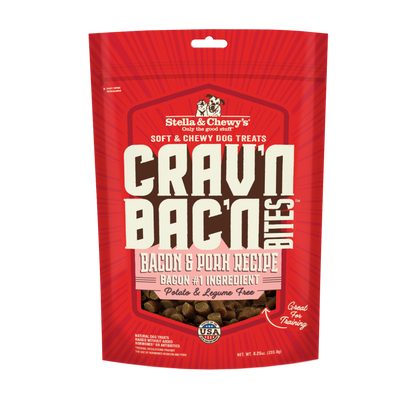 Stella & Chewy’s Crav’n Bac’n Bites Bacon & Pork Soft Chewy Treats for Dogs 8.25oz