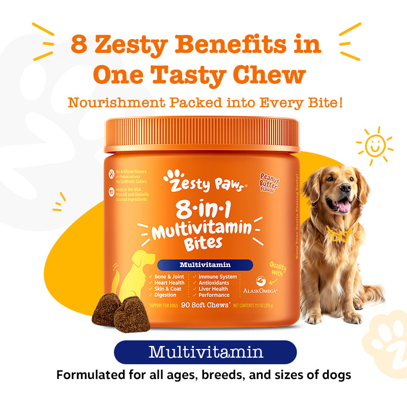 Zesty Paws 8 in 1 Bites Chicken Flavour Dog Supplement Chews 250ct