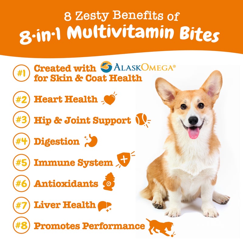 Zesty Paws 8 in 1 Bites Chicken Flavour Dog Supplement Chews 250ct