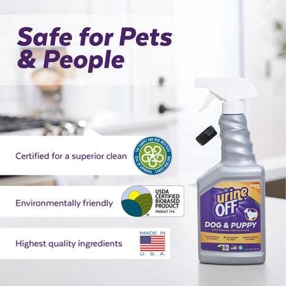 Urine Off Dog and Puppy Hard Surface Stain and Odour Remover Spray 500ml and 32oz refill