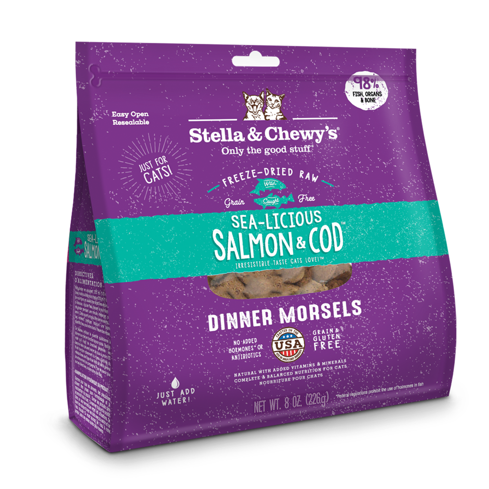 Stella & Chewy’s Sea-Licious Salmon & Cod Freeze Dried Raw Dinner Morsels for Cats 8oz