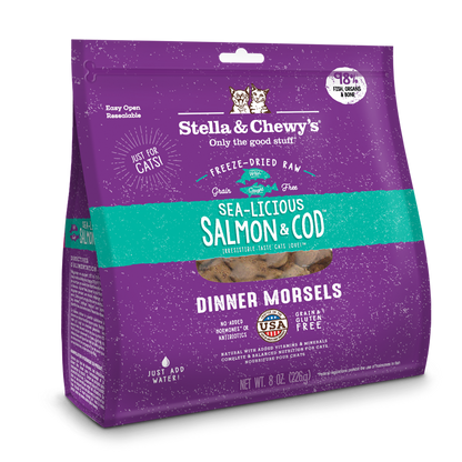 Stella & Chewy’s Sea-Licious Salmon & Cod Freeze Dried Raw Dinner Morsels for Cats 8oz