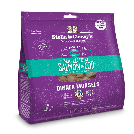 Stella & Chewy’s Sea-Licious Salmon & Cod Freeze Dried Raw Dinner Morsels for Cats 8oz