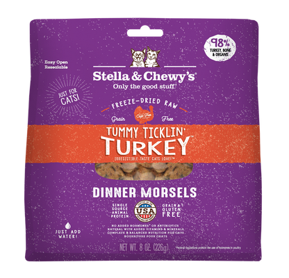 Stella & Chewy’s Tummy Ticklin’ Turkey Freeze Dried Raw Dinner Morsels for Cats 8oz
