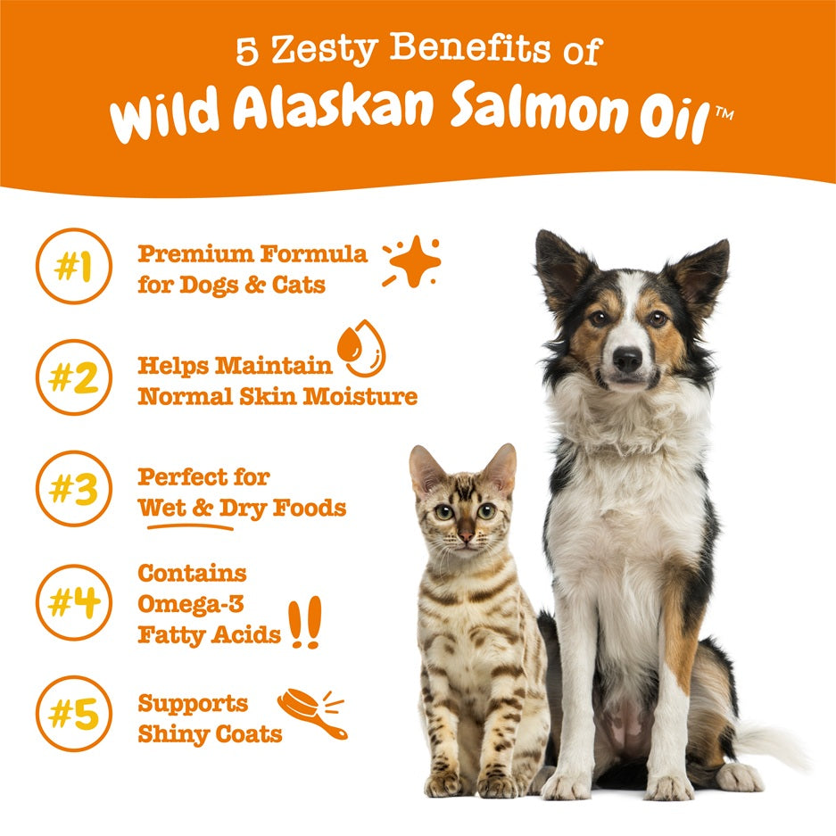 Zesty Paws Wild Alaskan Salmon Oil Omega Supplement for Cats & Dogs