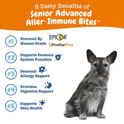 Zesty Paws Senior Advanced Aller Immune Bites Salmon Soft Chews for Senior Dogs 90ct