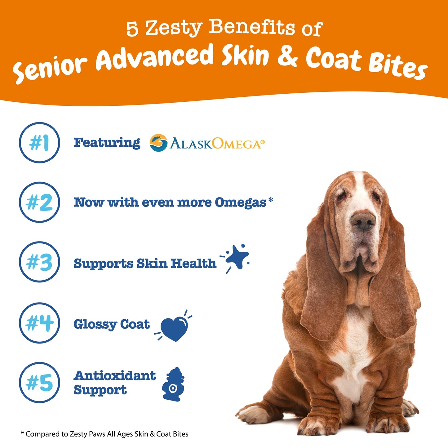 Zesty Paws Senior Advanced Omega Bites Chicken Soft Chews for Dogs 90ct