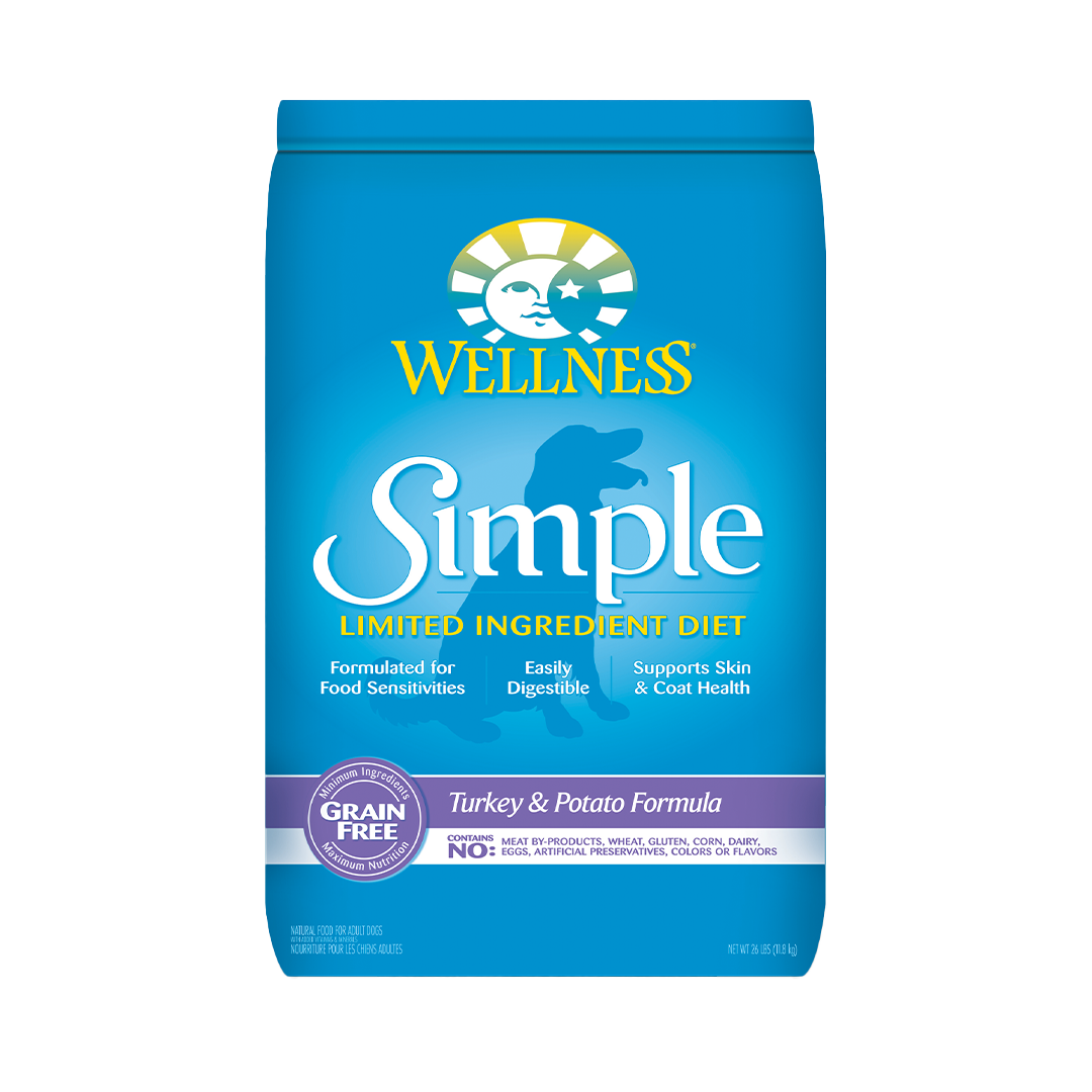 Wellness Simple Grain Free Turkey & Potato Adult Dry Dog Food 26lb | Limited Ingredient Diet for Sensitive Dogs