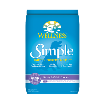 Wellness Simple Grain Free Turkey & Potato Adult Dry Dog Food 26lb | Limited Ingredient Diet for Sensitive Dogs