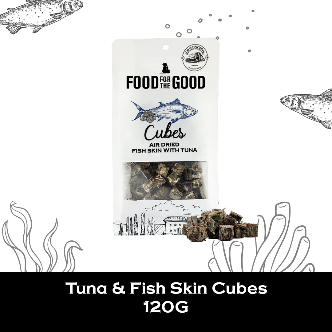 Food For The Good Freeze Dried Fish Skin with Tuna Cubes Treats for Cats and Dogs 120g
