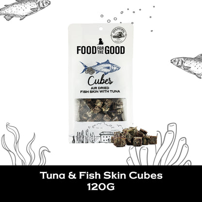 Food For The Good Freeze Dried Fish Skin with Tuna Cubes Treats for Cats and Dogs 120g